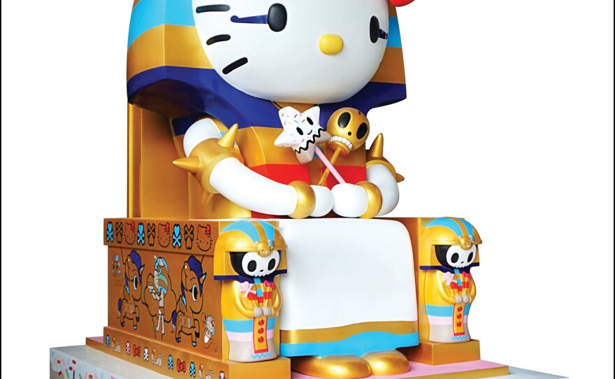 Simone Legno's 2014 sculpture Kittypatra is on display at the Hello Kitty exhibit at the Japanese American National Museum in Los Angeles.