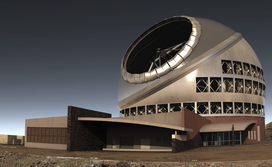 Native Hawaiians have objected to construction of the Thirty Meter Telescope for years. On Monday, about 300 protesters arrived to block workers from accessing the site on a mountain believed to be sacred land.