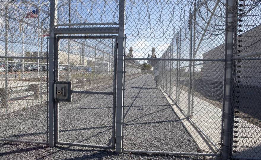 Layers of security fencing at Otay Mesa Detention Center just east of San Diego, where Luna Guzmán was held for eight months while waiting to present her asylum claim.