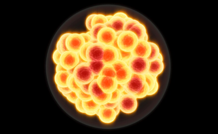 An artist's illustration shows element 117, which has now been officially added to the periodic table of the elements.