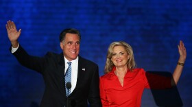 Republican presidential candidate, former Massachusetts Gov. Mitt Romney joins his wife, Ann Romney on stage during the Republican National Convention at the Tampa Bay Times Forum on August 28, 2012 in Tampa, Florida. 