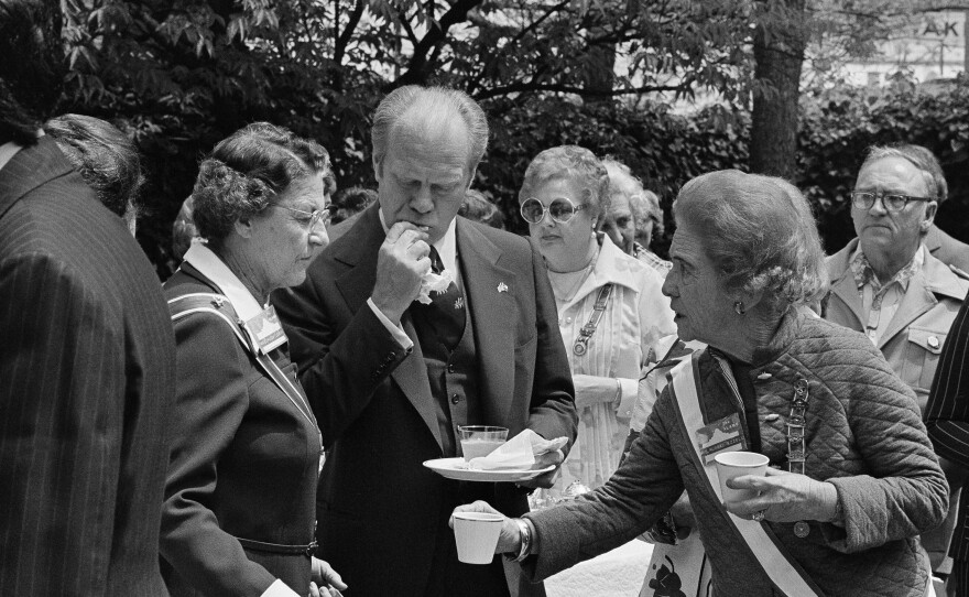 The daughters of the Republic of Texas saved President Gerald Ford from what would have been a growling gastric experience in San Antonio, Tex., April 9, 1976.