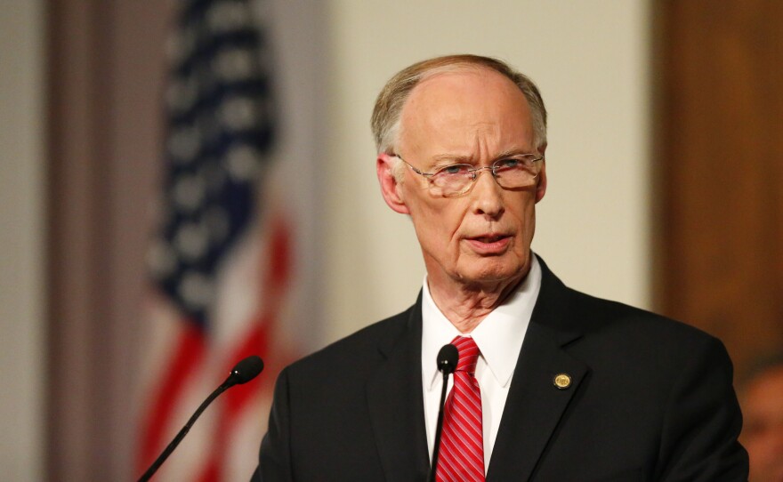 Alabama Gov. Robert Bentley gives the annual State of the State address in February. A judge today delayed the start of impeachment proceedings against the governor.