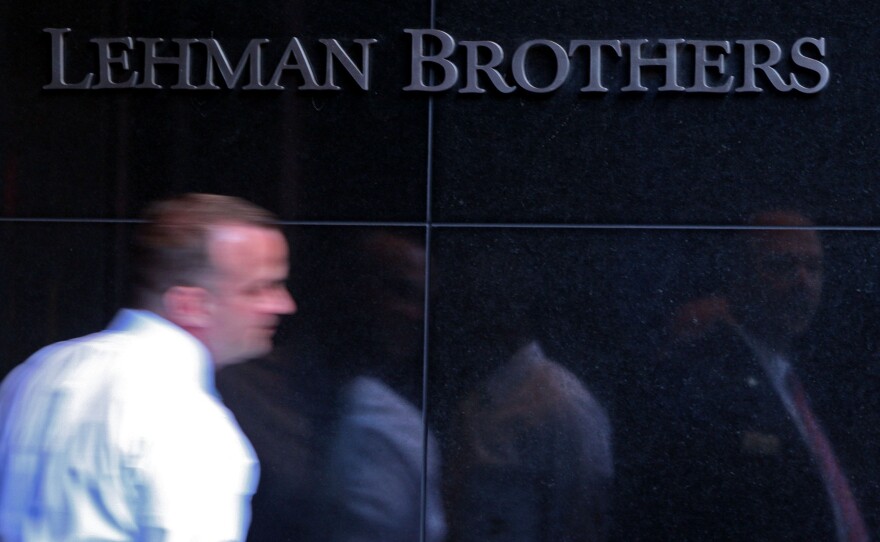 A Lehman Brothers employee leaves the company's building June 10, 2008, in New York.