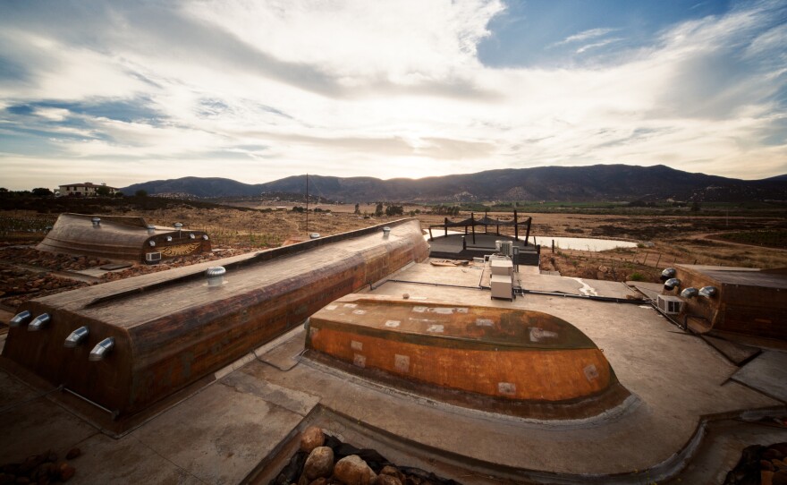 Architects Alejandro D'Acosta and Claudia Turrent incorporated materials salvaged from boats into the Vena Cava winery in Baja's Guadalupe Valley.