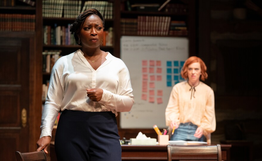 Bianca Jones (left) and Erica Sullivan perform in <em>Confederates</em> at the Oregon Shakespeare Festival in Ashland, Ore.