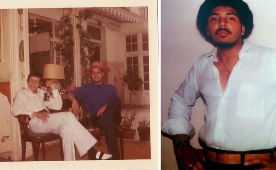 Joaquin "Figgy" Figueroa with Hector Lavoe posing before heading to The Corso in Manhattan. <strong>Right</strong>: "Figgy" Figueroa, 1975.