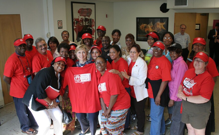Hillary Clinton meets with ACORN staffers in 2006.