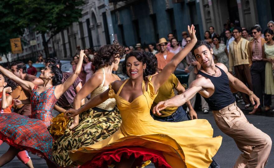 Ariana DeBose (center) stars as Anita in Steven Spielberg's adaptation of "West Side Story," currently streaming on DisneyPlus.