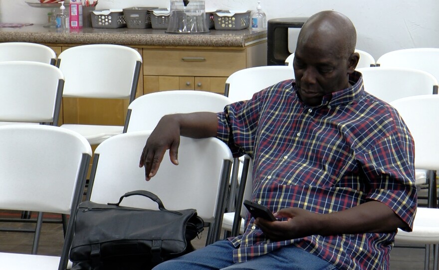 Hank Clark waits for an AA meeting to begin, Monday, at the Live and Let Live Alano Club in Hillcrest, San Diego, Calif, on September 12, 2022.