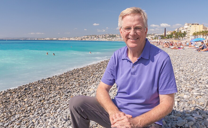 Rick Steves on the beach in Nice, France.