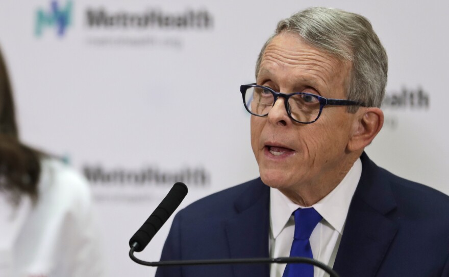 Ohio Governor Mike DeWine is seen in February in Cleveland. He told NPR the state is going to need help from the federal government to respond to the number of people out of work.