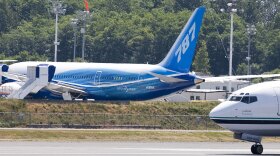 A Boeing 787 sits on the flight line in June near the company's production facilities at Paine Field in Everett, Wash. Boeing will now operate a second facility in South Carolina.