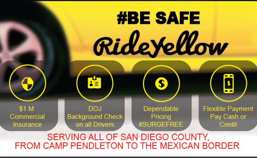 An advertisement promoting Yellow Cab's mobile app tries to set the service apart from competitor Uber.