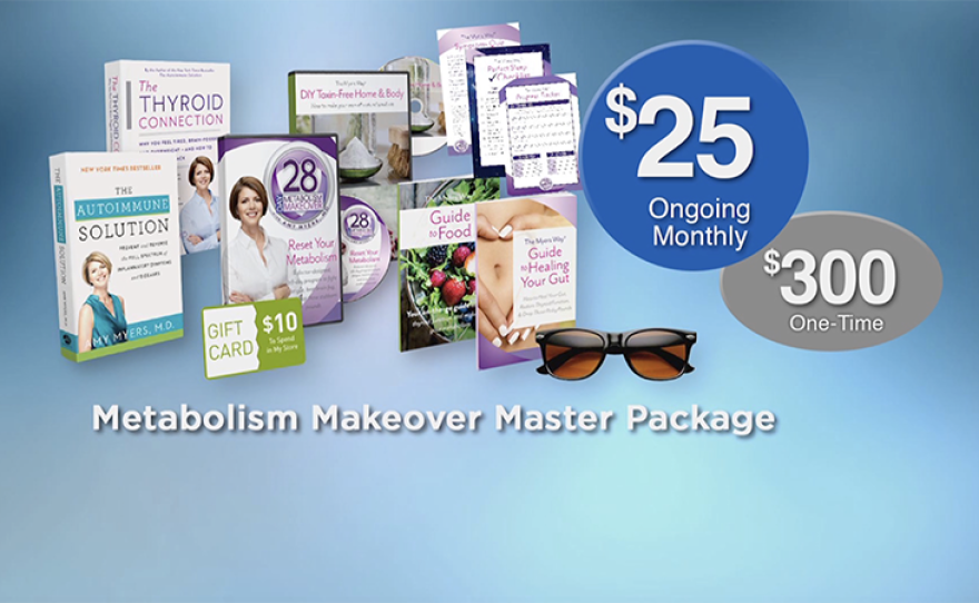 Give $25/month or $300 now and get the 28 Day Metabolism Makeover Master Package including the program DVD; “The Tyrhoid Collection” Book; PBK, Autoimmune Solution; Symptoms Quiz; Progress Tracker; Food Guide Booklet; Guide to Healing your Gut Booklet; “Toxin-Free Home & Body” DVD set; Perfect Sleep Checklist; and Amber Sunglasses. This gift includes a KPBS License Plate Frame (if you're a new member). Also enjoy access to KPBS Passport and myKPBS Film Club. The program DVD only is at the $120 level.